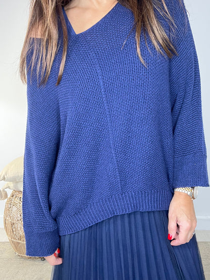 Vestido Flores azul-escuro