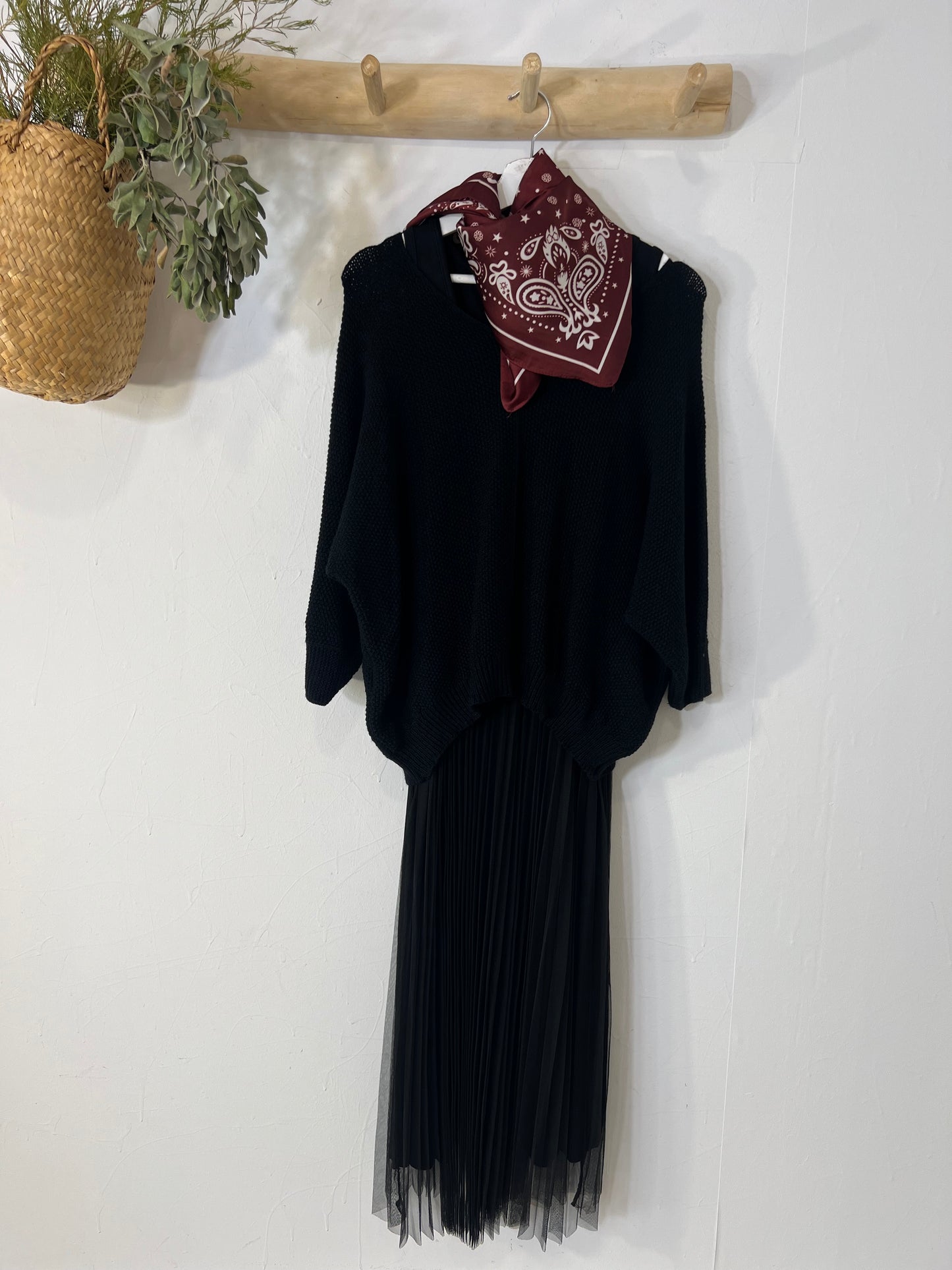 Vestido Flores preto