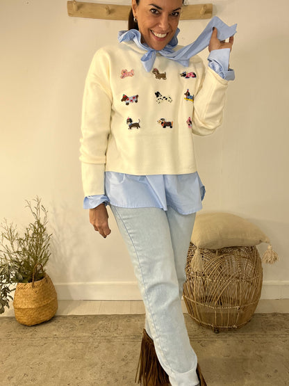 Camisola Flores beje