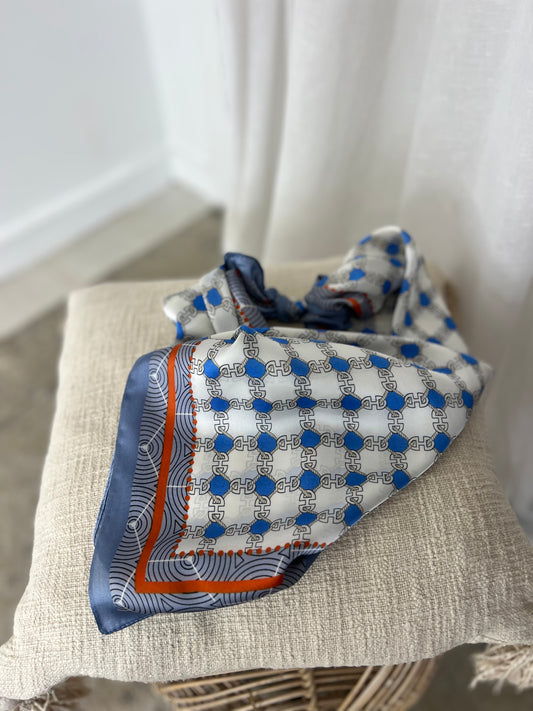 Lenço estampado azul