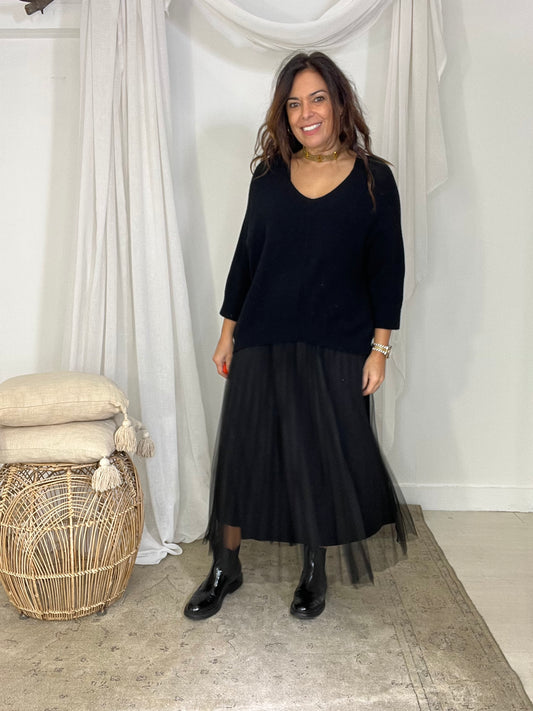 Vestido Flores preto