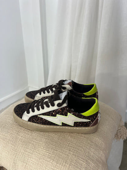 Ténis gliter castanho