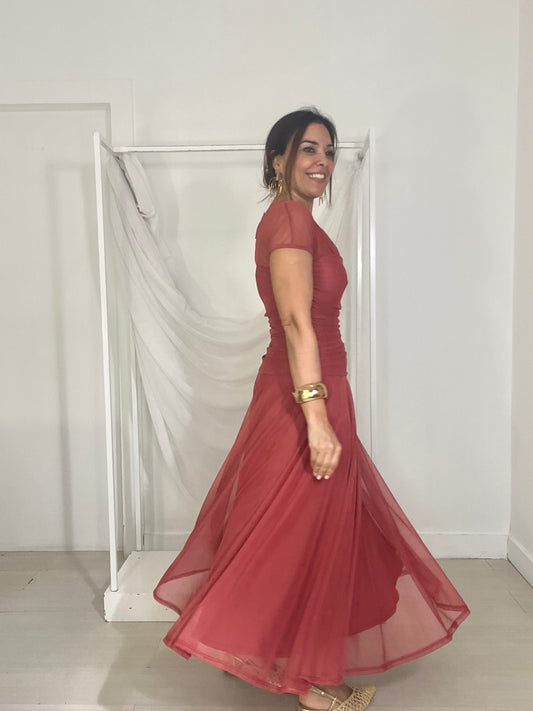 Vestido Suécia coral