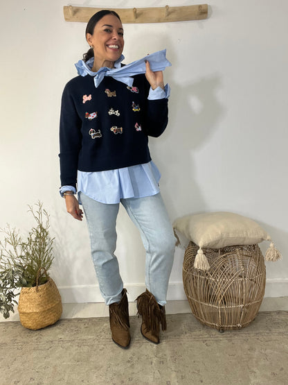 Camisola Flores azul