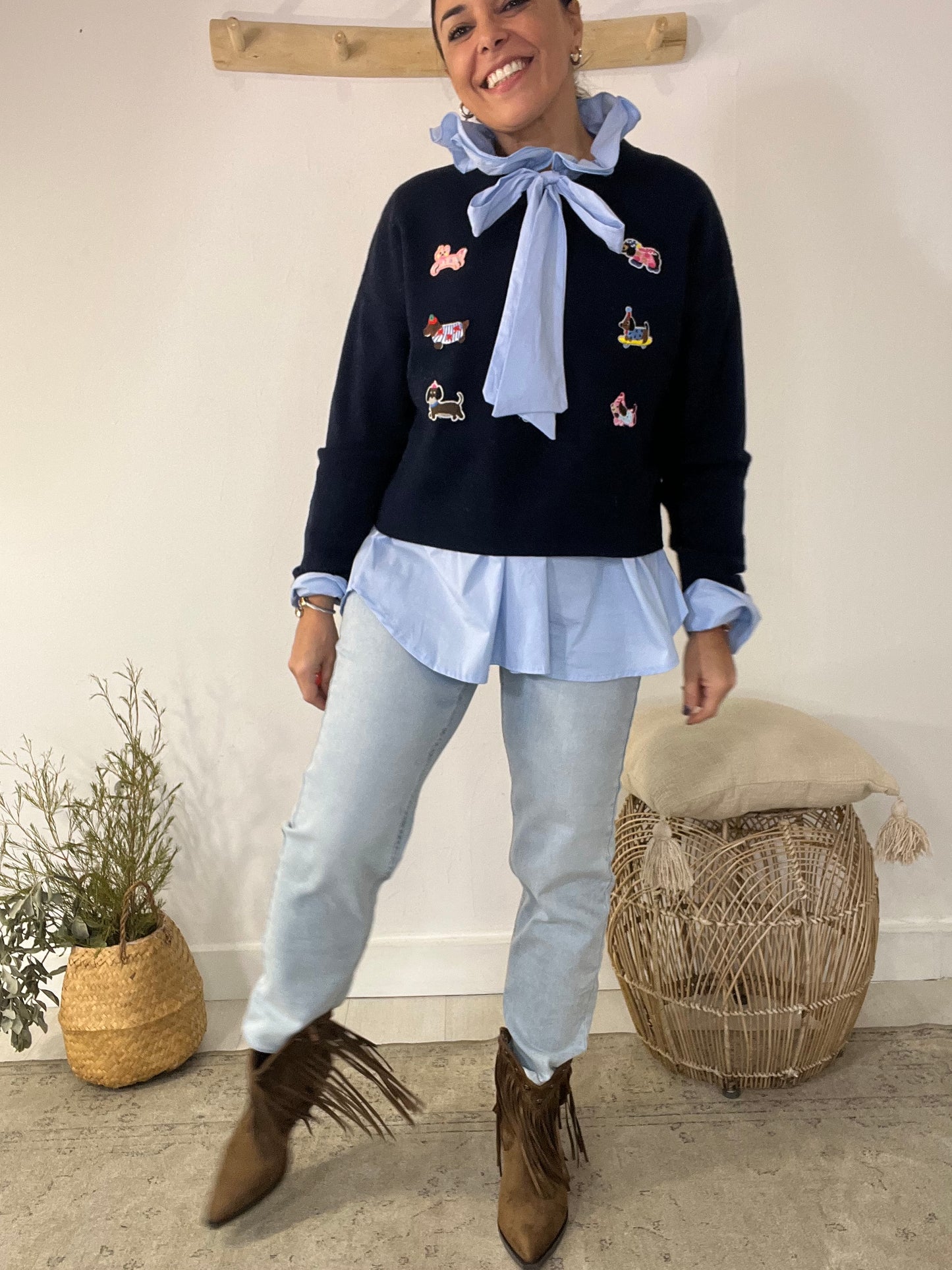 Camisola Flores azul