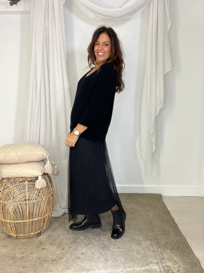 Vestido Flores preto