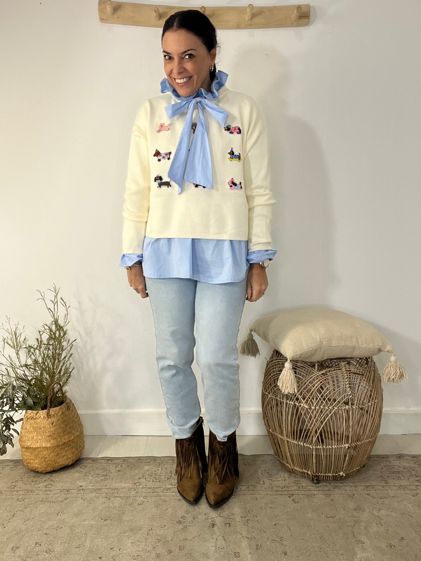 Camisola Flores beje